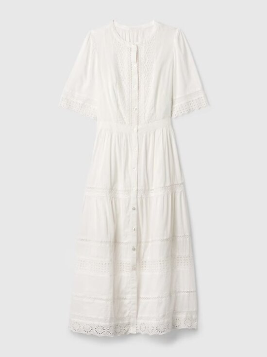 blue lace dress with white collar Navy Blue Dress with White Embroidered Collar — Gaudie and Company